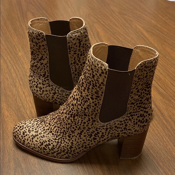 Madewell Laura Chelsea boots leopard print calf hair, size 8 1/2 - Picture 7 of 9